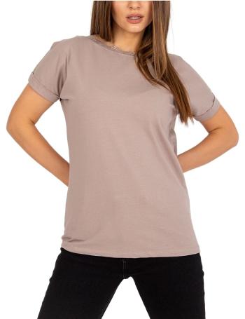 Béžové klasické tričko salma zdobené čipkou vel. XL