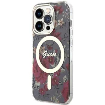 Guess PC/TPU Flowers IML MagSafe Kompatibilný Zadný Kryt na iPhone 14 Pro Kaki (GUHMP14LHCFWSA)