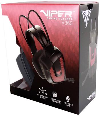 Viper PV3607UMLK herný headset s USB káblový cez uši čierna, červená 7.1 Surround