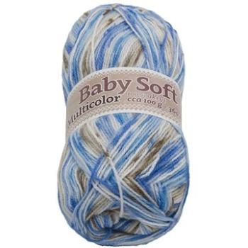 Baby soft multicolor 100 g – 604 biela, modrá, hnedá (6858)