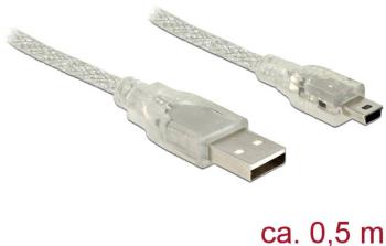 Delock #####USB-Kabel USB 2.0 #####USB-A Stecker, #####USB-Mini-B Stecker 50.00 cm priehľadná s feritovým jadrom