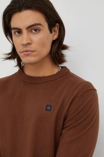 Bavlnený sveter G-Star Raw pánsky, hnedá farba, tenký,