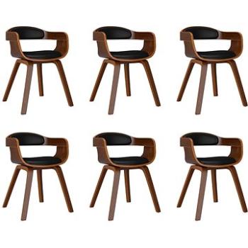 Jedálenské stoličky 6 ks čierne ohýbané drevo a umelá koža, 3092389