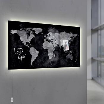 Sigel magnetický sklenený stôl s LED osvětelním Artverum World Map LED Light čierna (š x v) 91 cm x 46 cm GL409