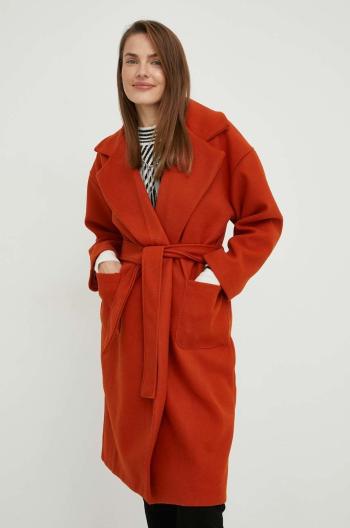 Vlnený kabát Answear Lab oranžová farba, prechodný, oversize
