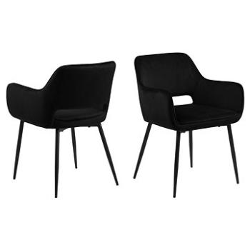 Design Scandinavia Jedálenská stolička s podpierkami rúk Ranja (Súprava 2 ks), textil, čierna (A1004334)