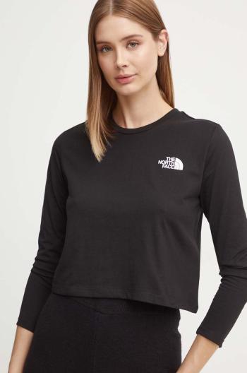 Tričko s dlhým rukávom The North Face L/S Simple Dome Crop Tee dámske, čierna farba, NF0A89FKJK31