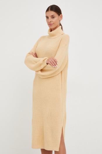 Šaty Roxy béžová farba, midi, oversize