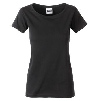 James & Nicholson Klasické dámske tričko z biobavlny 8007 - Čierna | XL