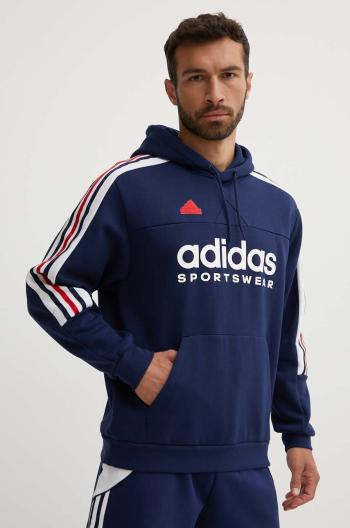 Mikina adidas Tiro pánska, tmavomodrá farba, s kapucňou, s potlačou, IY4530