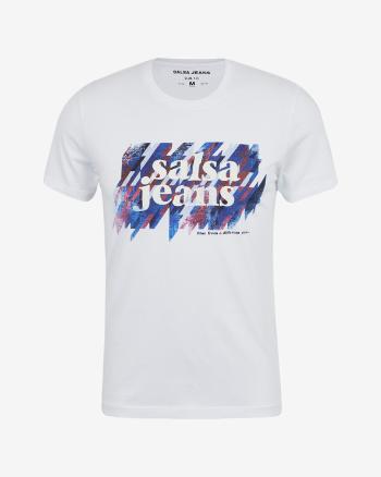 Salsa Jeans Print Branding Tričko Biela