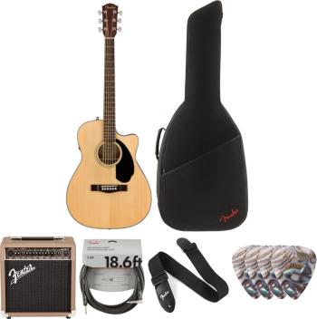 Fender CC-60SCE WN Deluxe SET Natural Elektroakustická gitara Jumbo