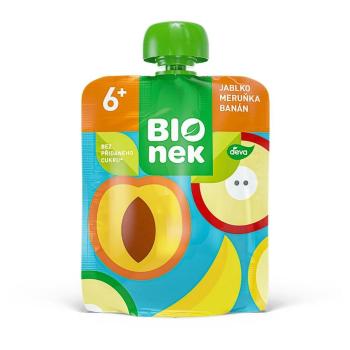 DEVA Bionek Ovocná kapsička Jablko, Marhuľa a Banán od 6.mesiaca BIO 90 g