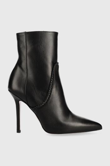 Kožené členkové topánky Liu Jo Marilyn 123 dámske, čierna farba, na vysokom podpätku, SXX669P006222222