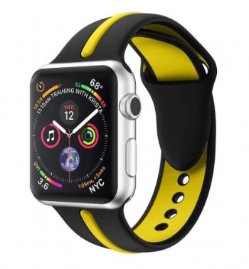BStrap Silicone Line remienok na Apple Watch 38/40/41mm, Black Yellow (SAP006C05)
