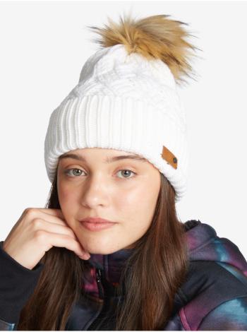 Biela dámska rebrovaná zimná čiapka s bambuľou Roxy Ski Chic