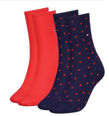 TOMMY HILFIGER - 2PACK red & navy dots ponožky-39-42