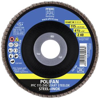 PFERD 69300936 POLIFAN zúbkovaná poistná podložka PFC 115 x 22,23 mm kužeľová Z40 BOX STEELOX oceľ / nerezová oceľ Priem