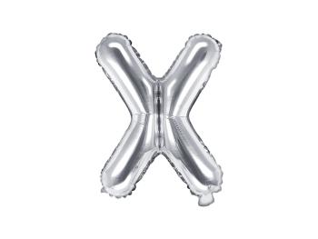 PartyDeco Fóliový balón Mini - Písmeno X 35cm strieborný