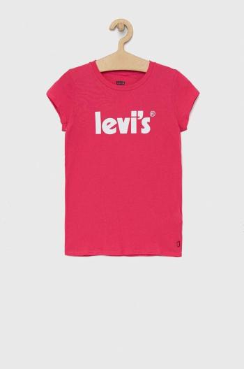 Detské bavlnené tričko Levi's ružová farba,