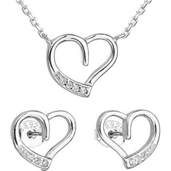 EVOLUTION GROUP Súprava šperkov so zirkónom náušnice a náhrdelník biele srdce 19009.1  (Ag, 925/1000 (8590962190120)