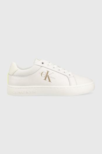 Kožené tenisky Calvin Klein Jeans CLASSIC CUPSOLE FLUO CONTRAST WN biela farba, YW0YW00912