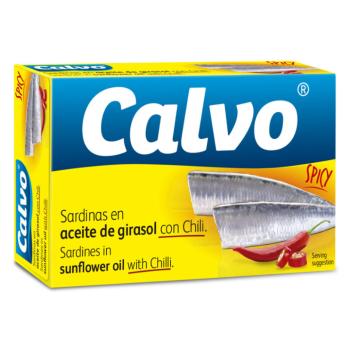 CALVO Sardinky v slnečnicovom oleji s čili 120 g