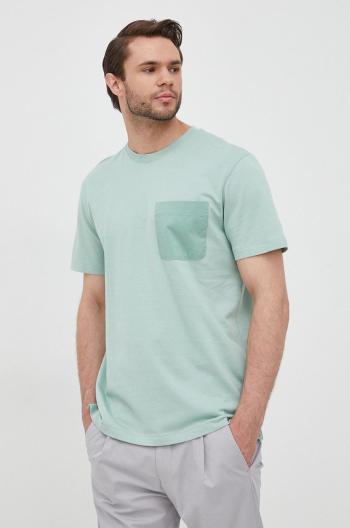 Bavlnené tričko Selected Homme tyrkysová farba, jednofarebné