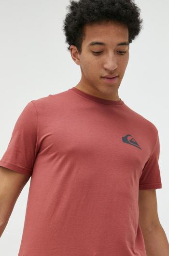 Bavlnené tričko Quiksilver bordová farba, jednofarebné