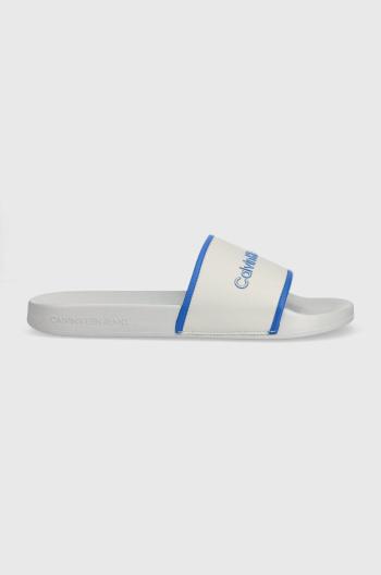 Šľapky Calvin Klein Jeans SLIDE INSTITUTIONAL pánske, šedá farba