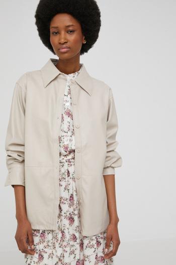 Košeľa Answear Lab dámska, béžová farba, voľný strih, s klasickým golierom