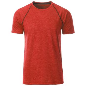 James & Nicholson Pánske funkčné tričko JN496 - Červený melír - titán | XL