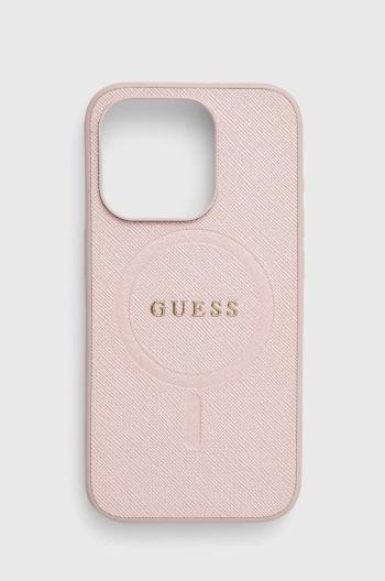 Puzdro na mobil Guess iPhone 15 Pro 6.1 ružová farba, GUHMP15LPSAHMCP