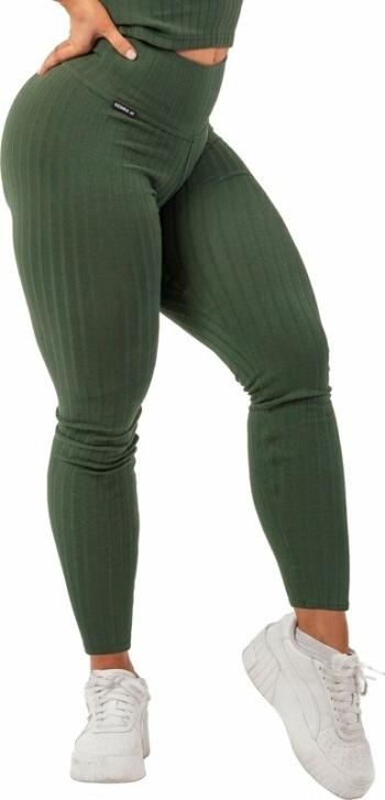 Nebbia Organic Cotton Ribbed High-Waist Leggings Dark Green S