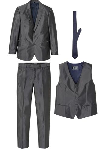 Oblek (4-dielna sada): sako, nohavice, vesta, kravata