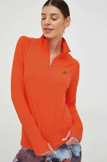 Bežecké tričko s dlhým rukávom adidas Performance Run Fast oranžová farba, s polorolákom