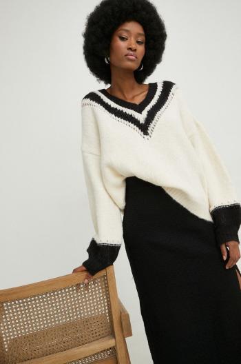 Vlnený sveter Answear Lab dámsky, béžová farba, teplý