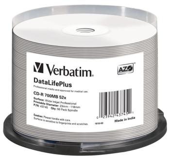 CD-R Verbatim DLP 700MB (80min) 52x WIDE Profesional Printable 50-cake NON-ID