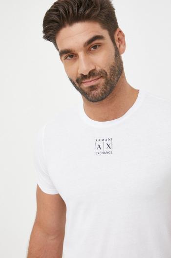 Bavlnené tričko Armani Exchange biela farba, jednofarebné