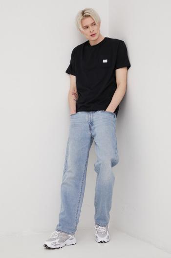 Bavlnené tričko New Balance MT01567BK čierna farba, jednofarebné