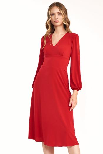 Červené áčkové šaty s výstrihom S194