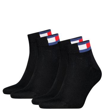 TOMMY HILFIGER - 2PACK Tommy jeans flag iconic black quarter ponožky-39-42