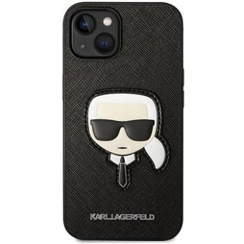 Karl Lagerfeld PU Saffiano Karl Head Zadný Kryt pre iPhone 14 Black (KLHCP14SSAPKHK)