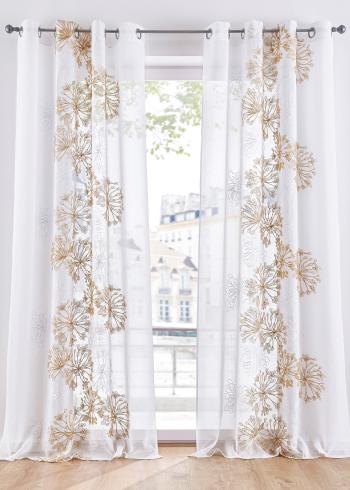 Záclona s kvetovanou výšivkou (1 ks)
