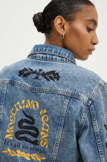 Rifľová bunda Moschino Jeans dámska, prechodná, 0501.8221