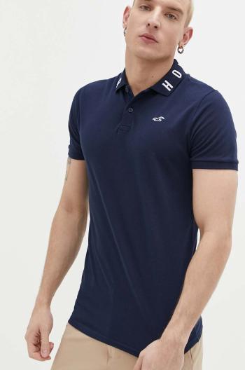 Polo tričko Hollister Co. pánske, tmavomodrá farba, s nášivkou