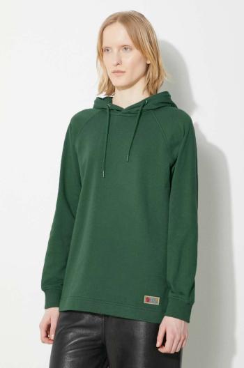 Bavlnená mikina Fjallraven Vardag Hoodie W dámska, zelená farba, s kapucňou, jednofarebná, F86987.679