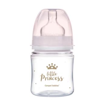 Canpol babies Dojčenská antikoliková fľaša široká EasyStart ROYAL BABY ružová 120 ml