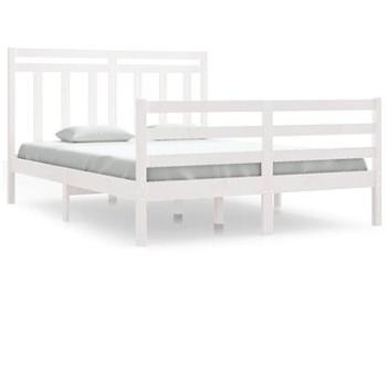 Rám postele biely masívne drevo 140 × 190 cm, 3105296