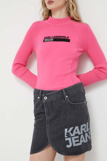 Rifľová sukňa Karl Lagerfeld Jeans čierna farba, mini, rovný strih